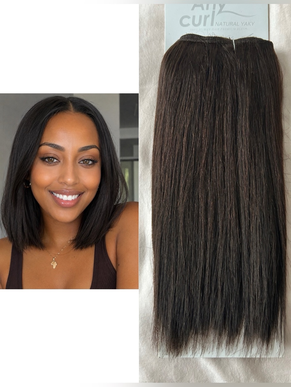 Natural Yaky Color 4 Human Hair Blend Straight 8” Extensions